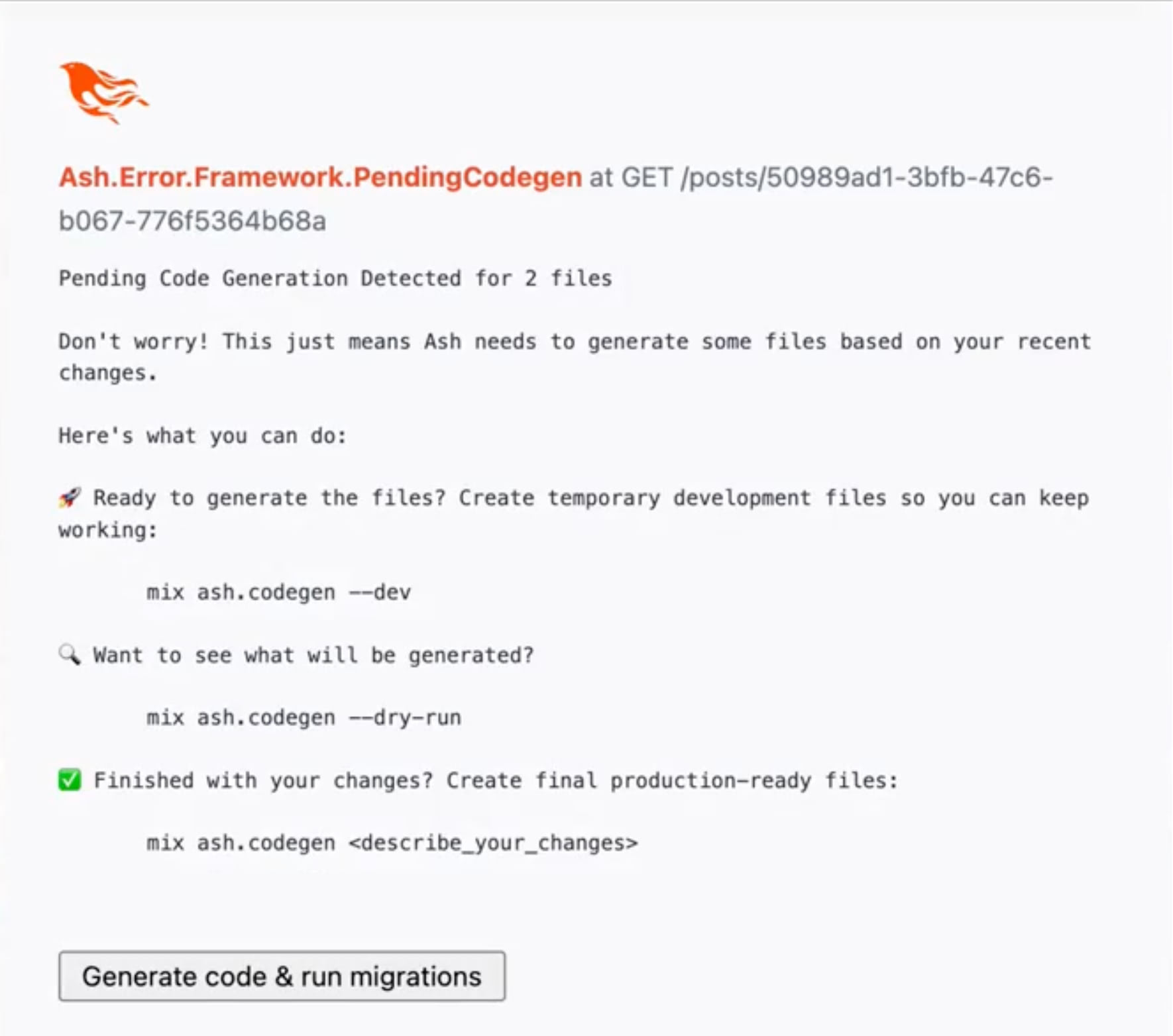 CheckCodegenStatus Page
